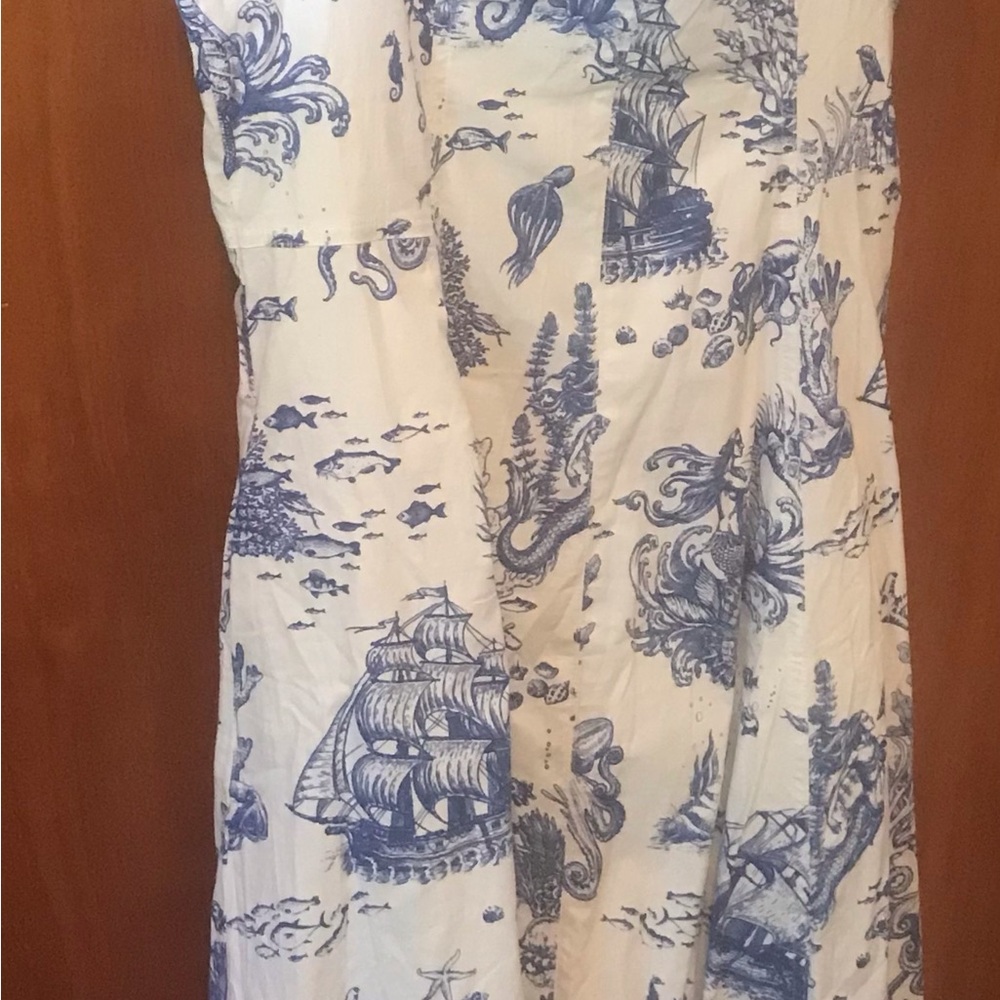 Blue and White Nautical Print Dress